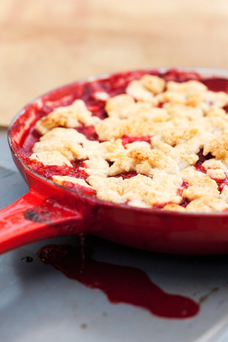 Rhubarb and strawberry cobbler