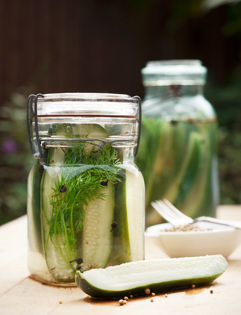 Pickled cucumbers with dill