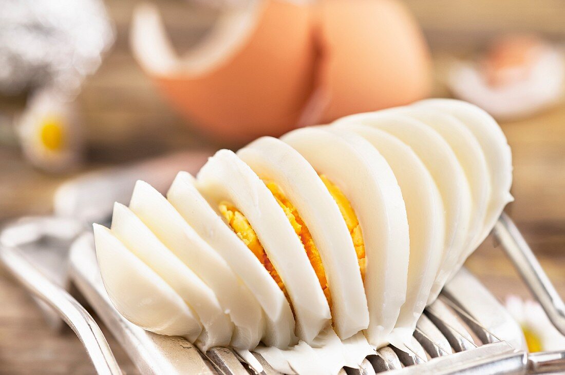 A sliced egg