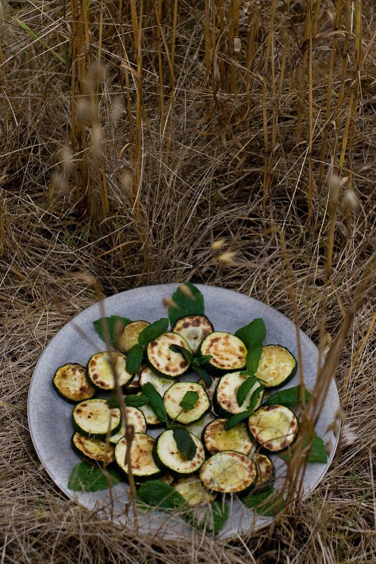 Zucchini alla scapece (courgettes with garlic and mint, Italy)