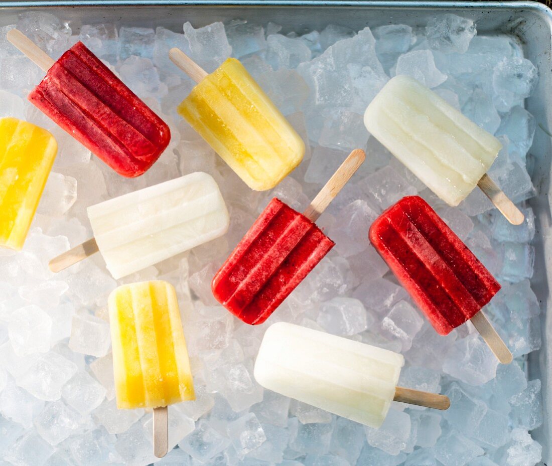 Various different ice lollies