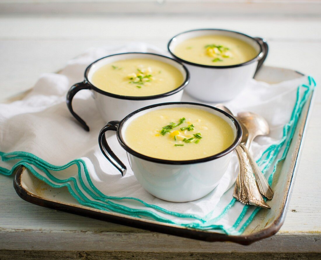 Corn soup with chives