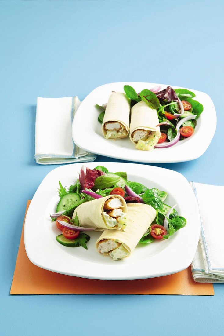 Schnitzel-Kartoffelsalat-Wraps