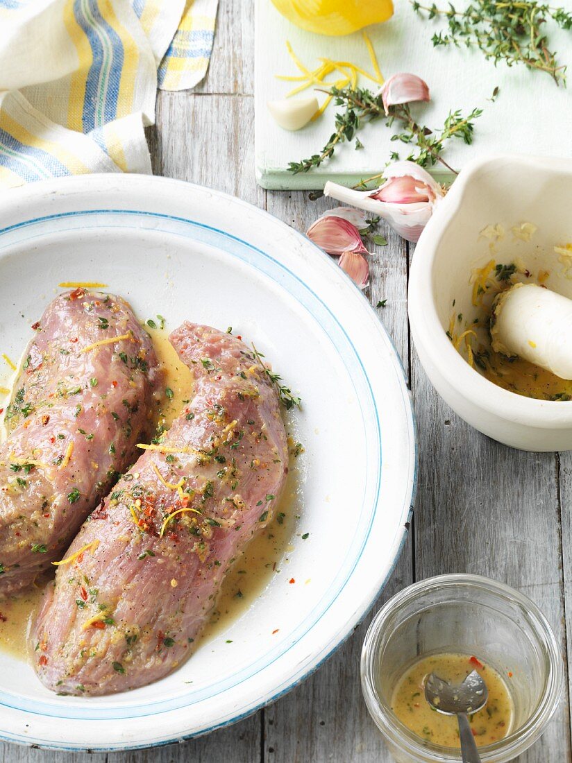 Marinated pork fillet