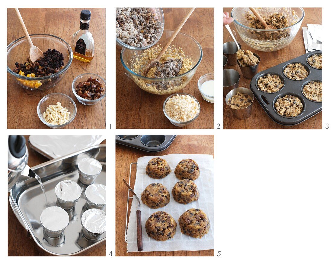 Christmas pudding with brandy butter being made