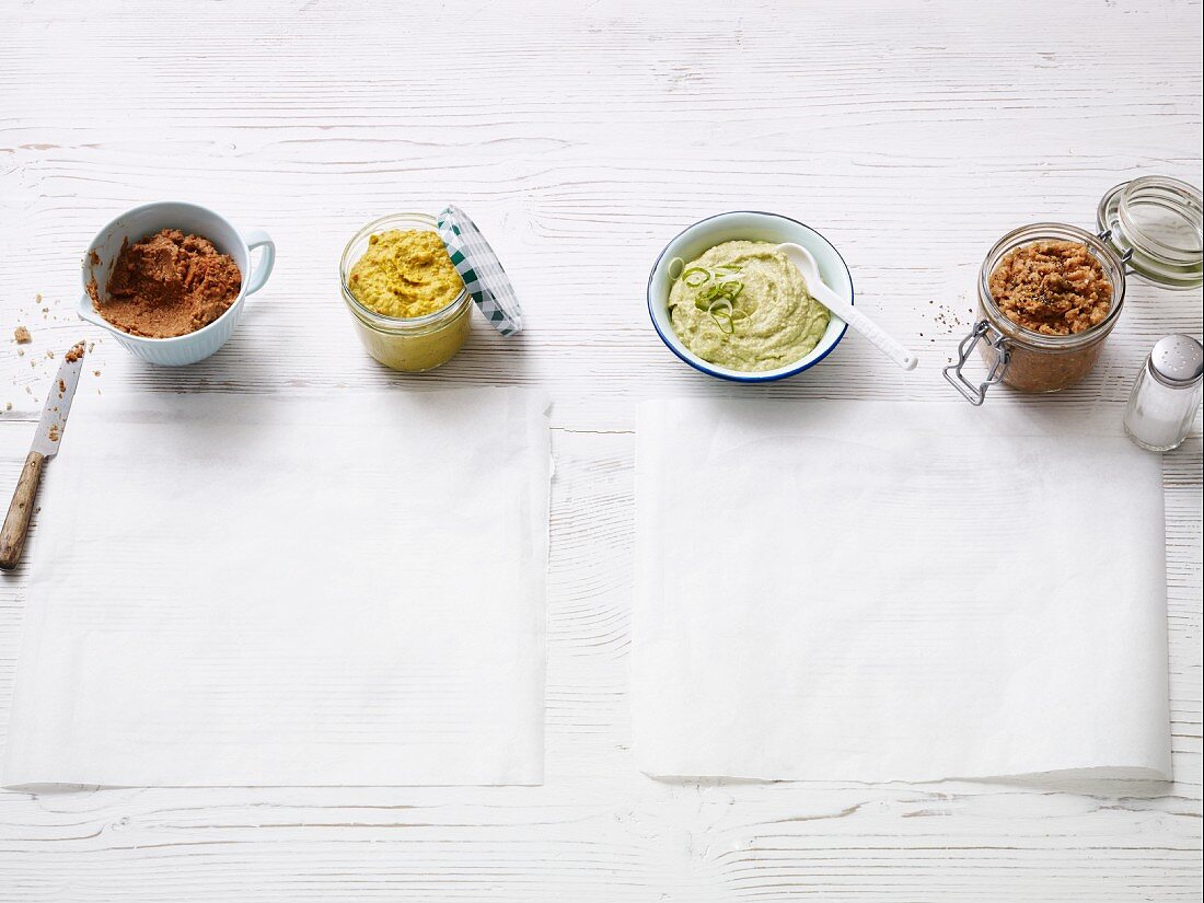 Four quick vegan spreads