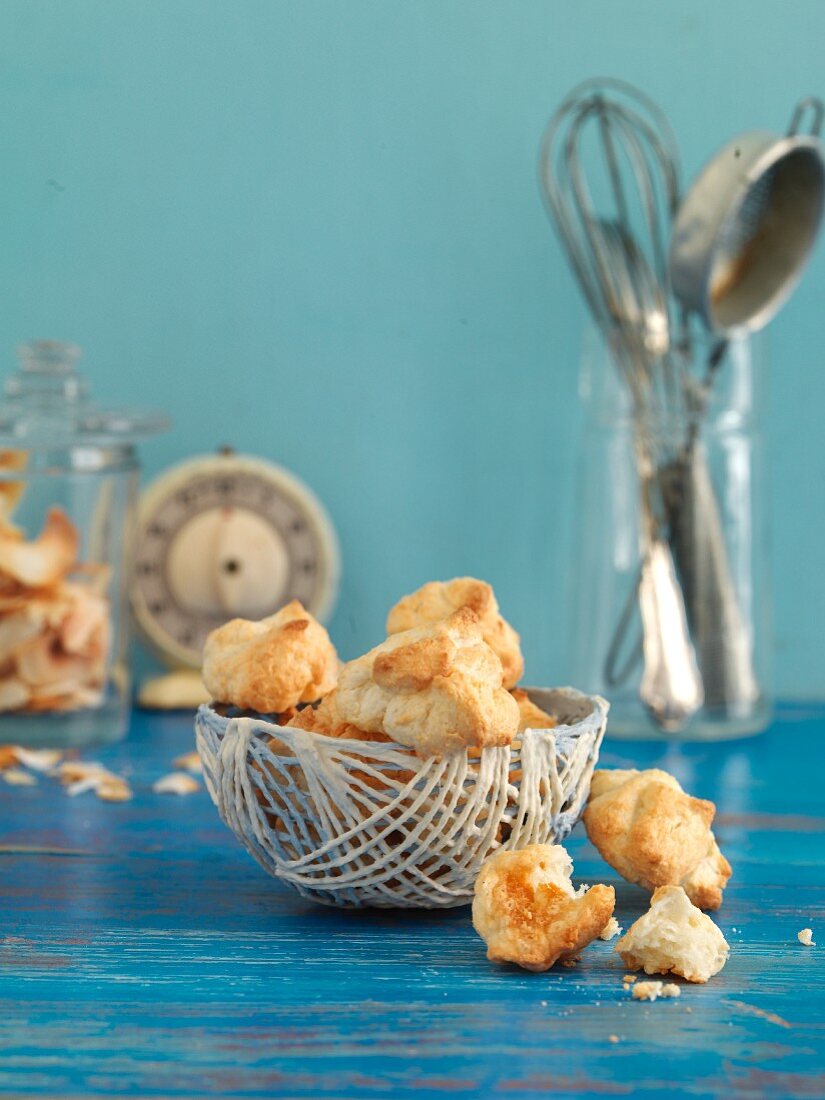 A basket of coconut macaroons
