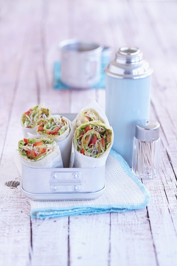 Vegetables wraps with lupine fillet