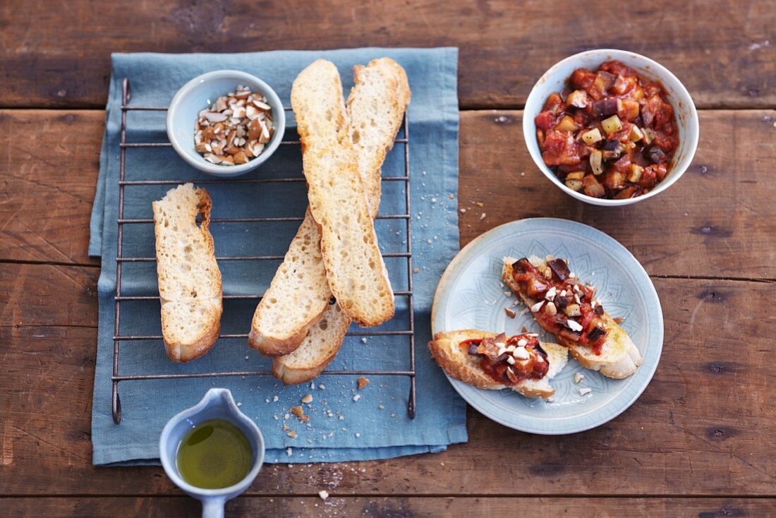 Aubergine bruschetta