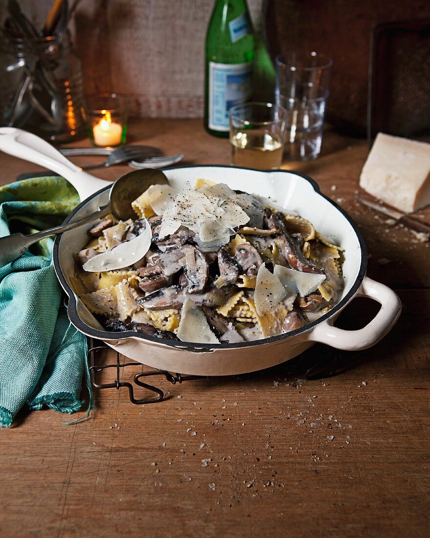 Pilzragout mit Weißwein und Sagnarelli