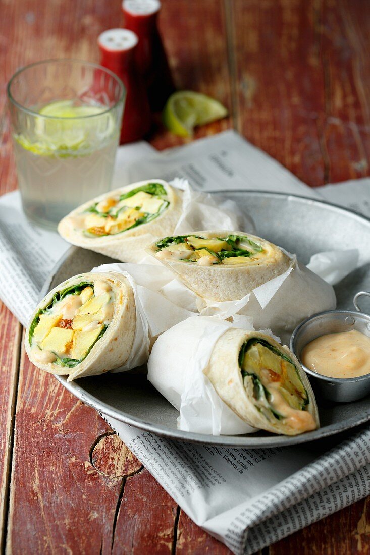Roasted parsnip wraps and curry cream