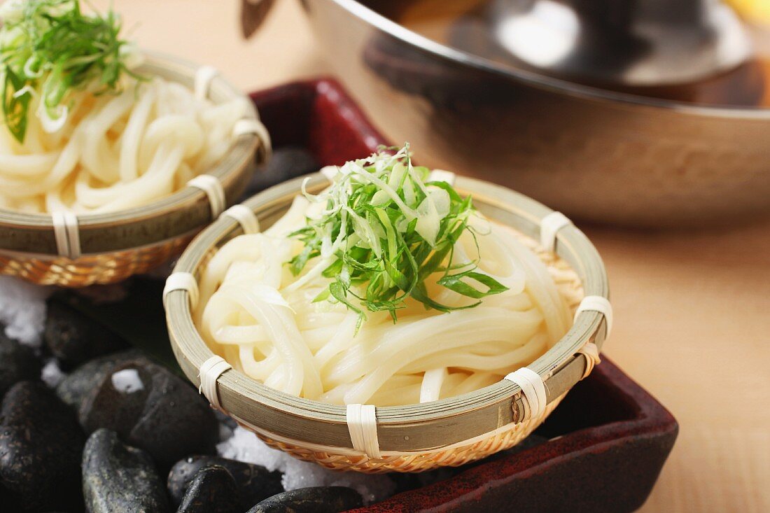 Udon noodles with spring onions (Japan)