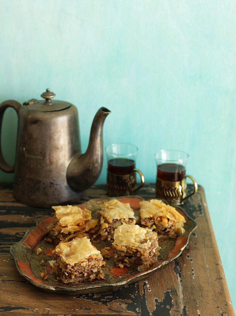 Baklava with coffee