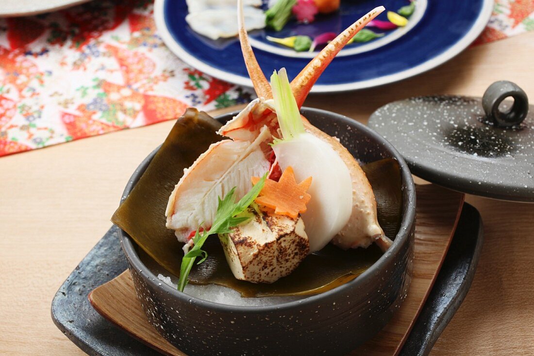 Clams with turnips, carrots and tofu on Kombu (Japan)