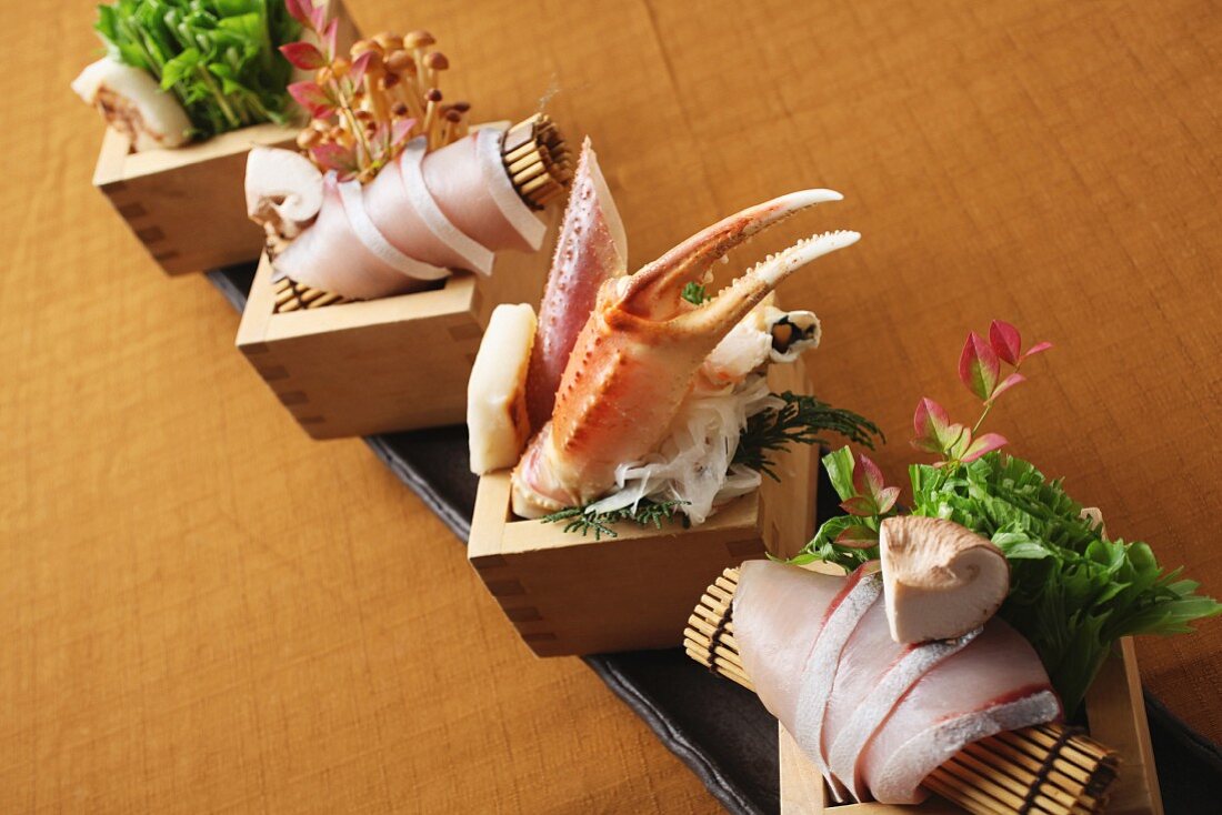Mussel sashimi with mushrooms (Japan)