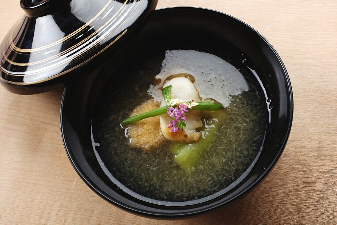 Dashi broth with vegetables (Japan)