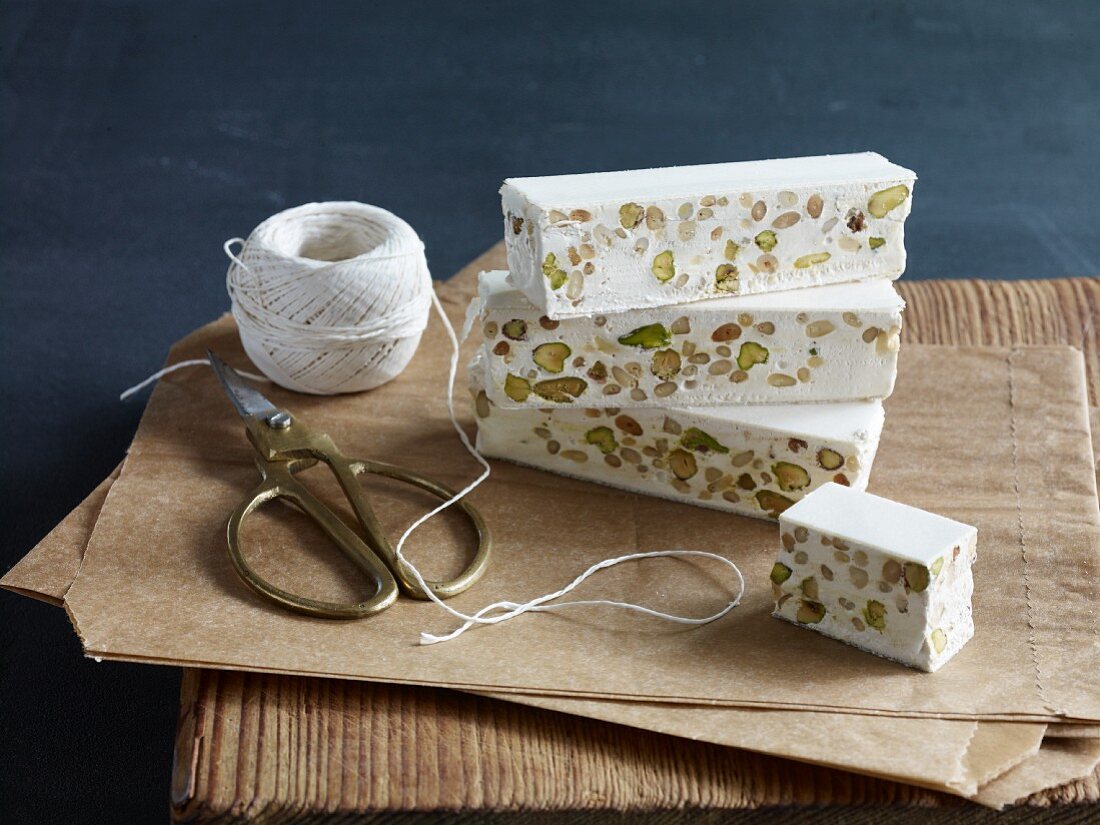 Turron with pistachios and pine nuts