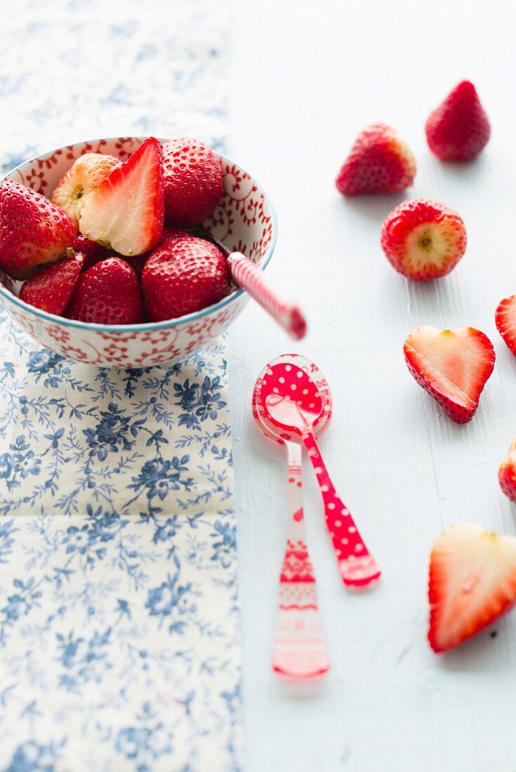 Strawberries in a decorative bowl