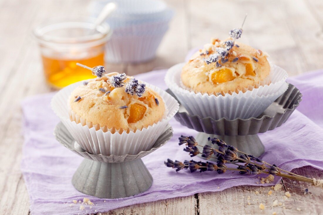 Aprikosenmuffins mit Lavendel