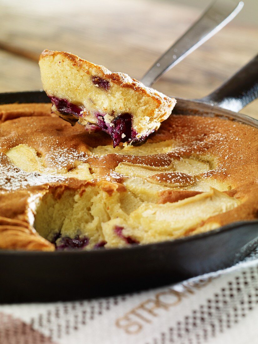 Apple and blueberry clafoutis
