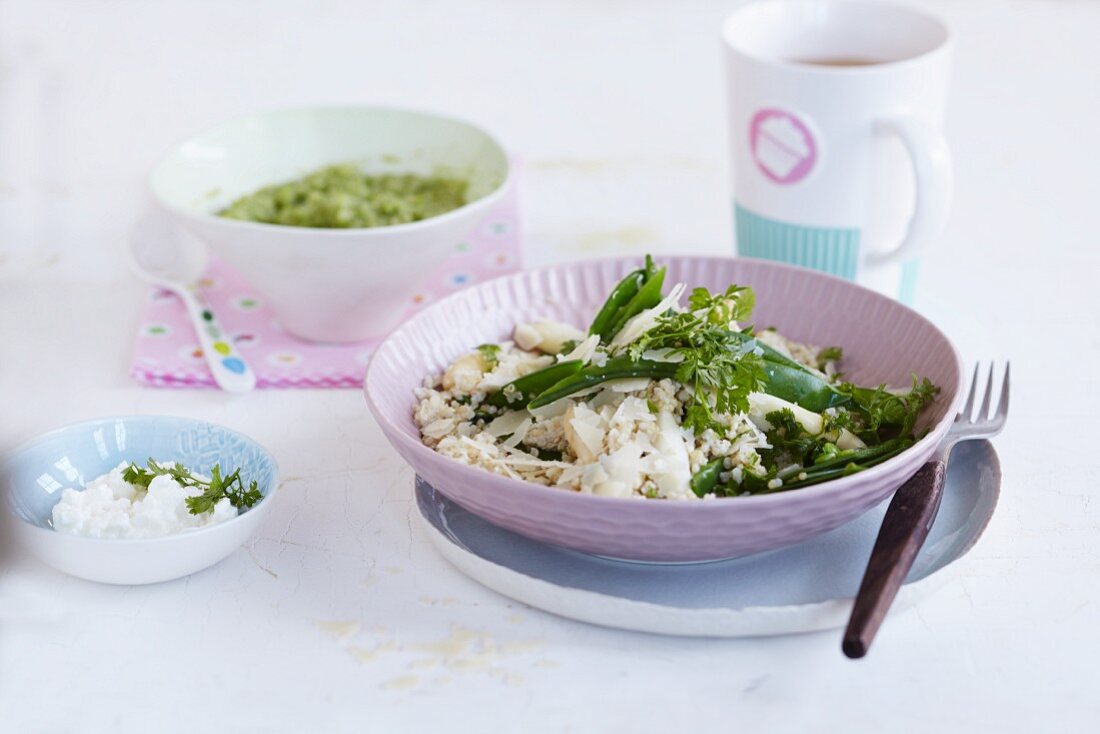 Grüner Quinoabrei und Quinoarisotto