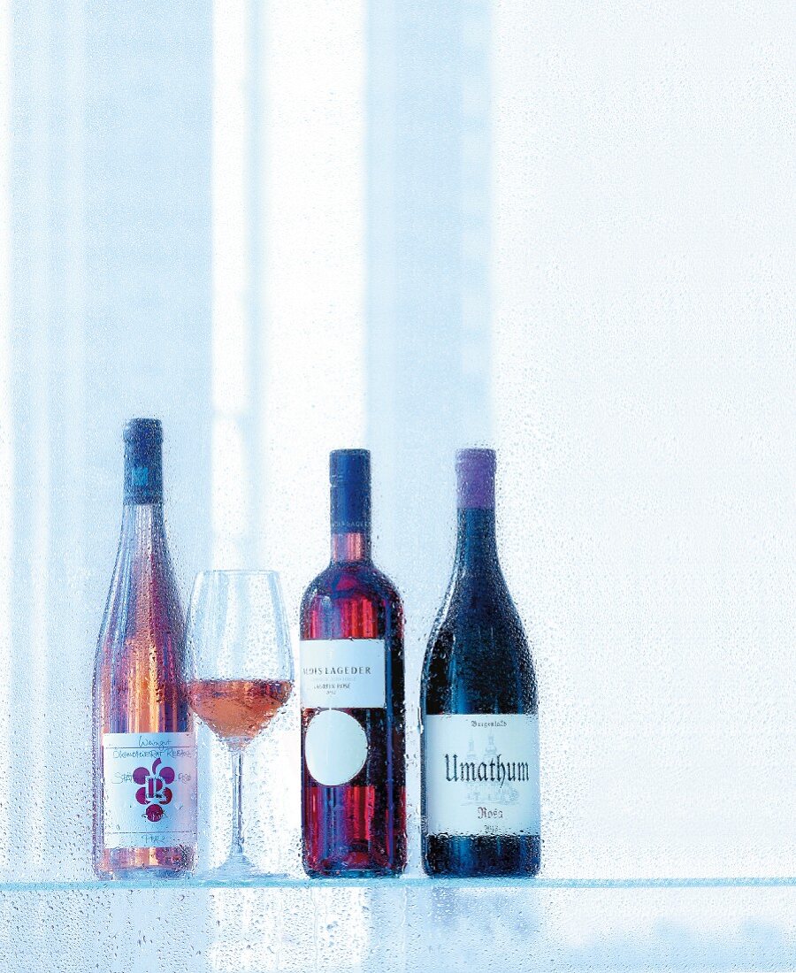 Various types of rosé wine