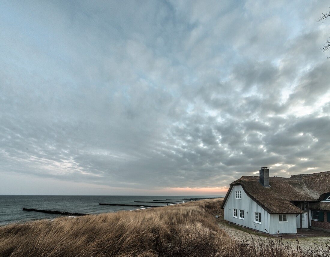 A thatched-roof house in Ahrenshoop on the Baltic Sea