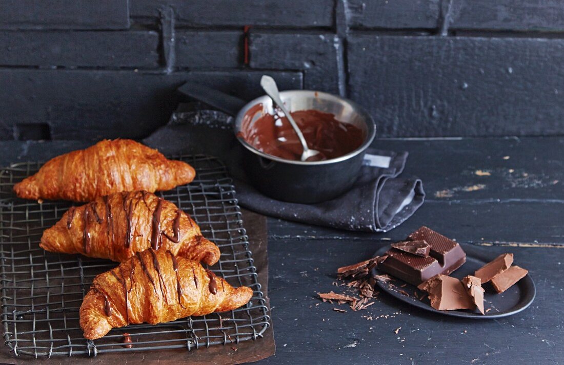 Homemade chocolate croissants