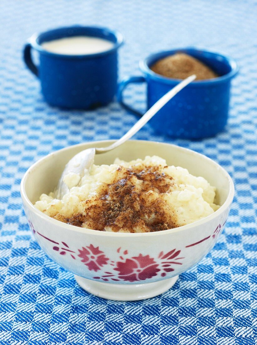 Rice pudding with cinnamon