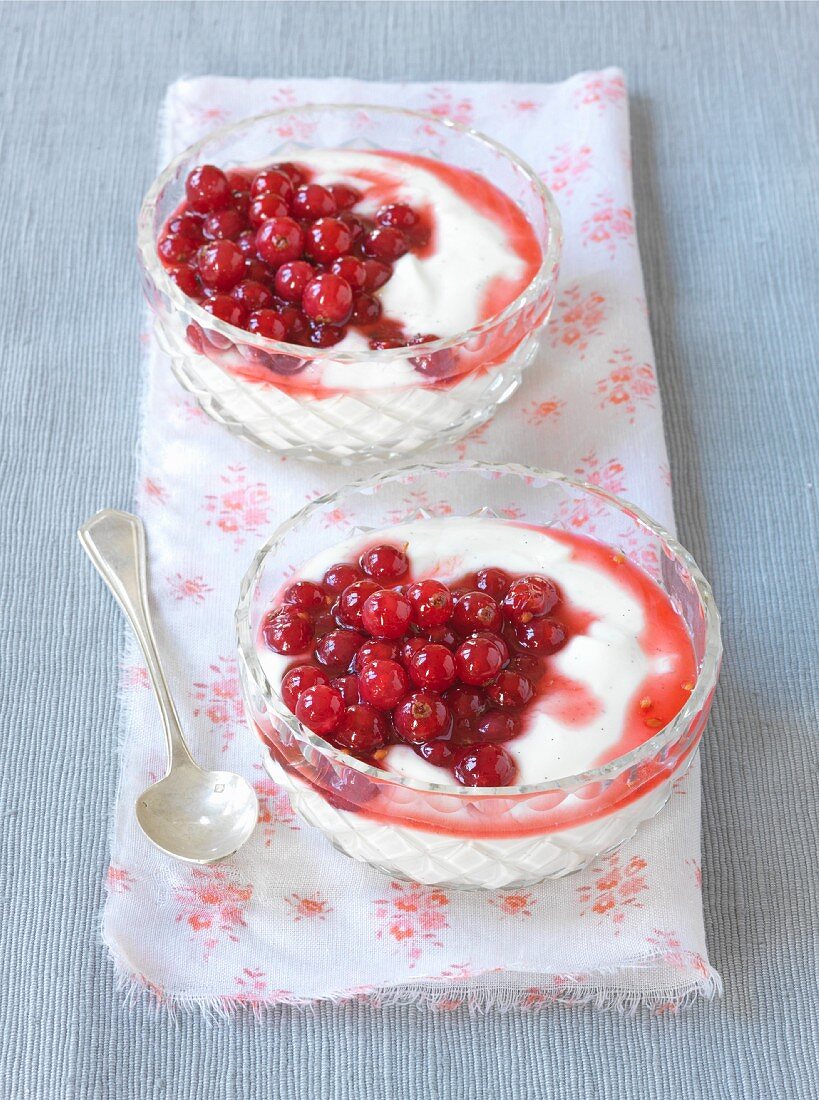 Quark cream with redcurrants