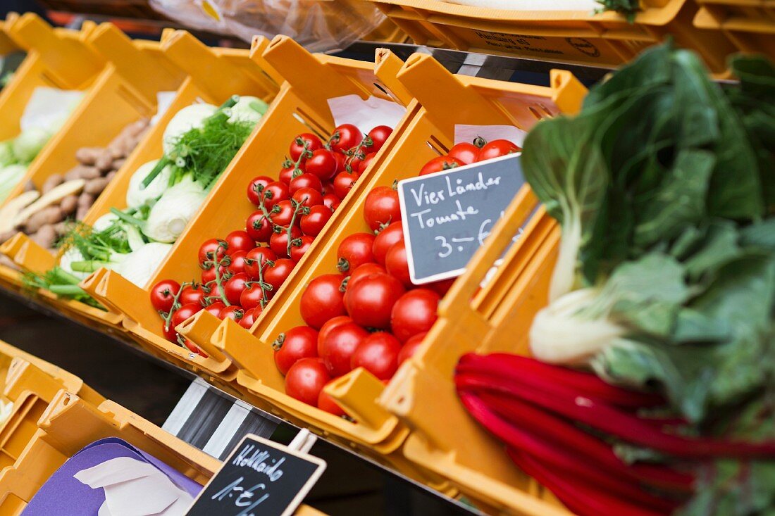 A vegetable stand at a market