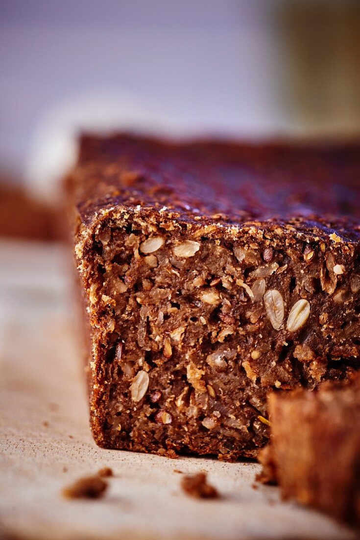 Dark wholemeal bread, sliced