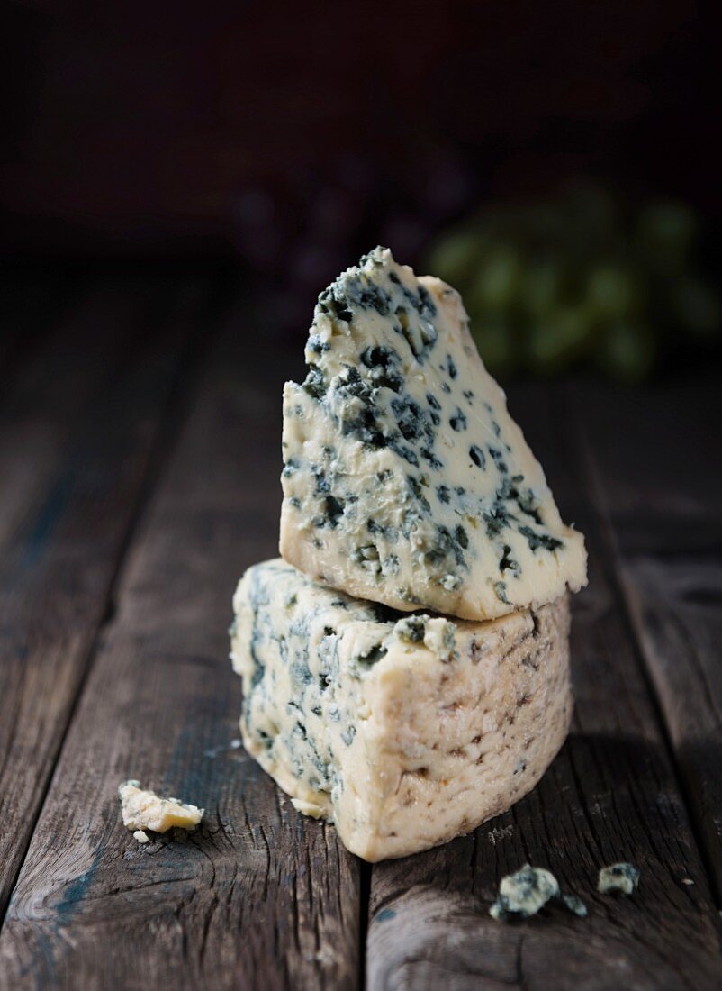 Blue cheese on a wooden surface
