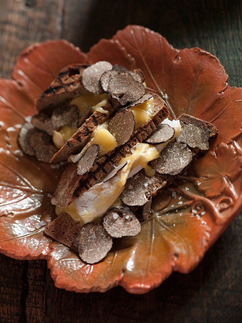 Brie mit Trüffelpilzen und Brot