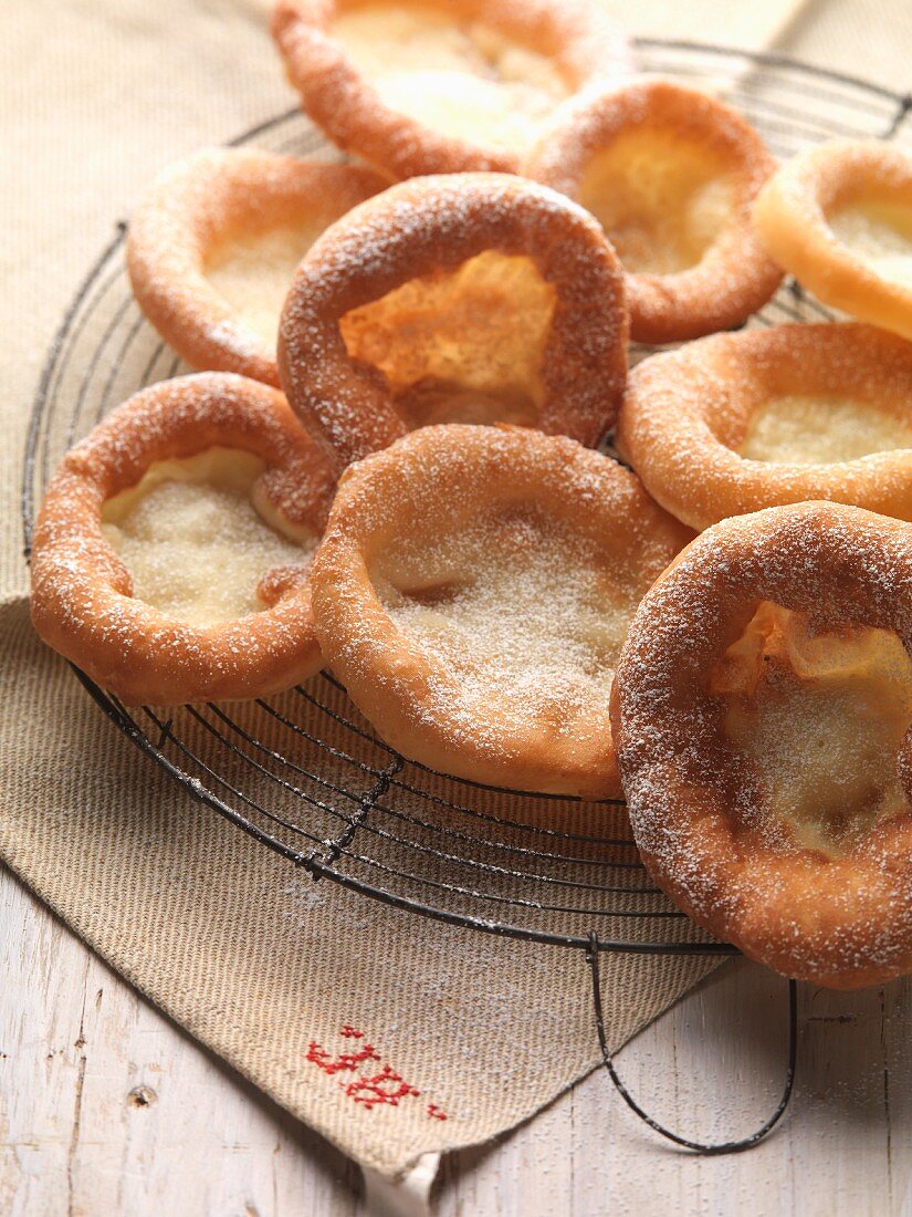 Auszogne (Bavarian-style doughnuts) with cinnamon sugar