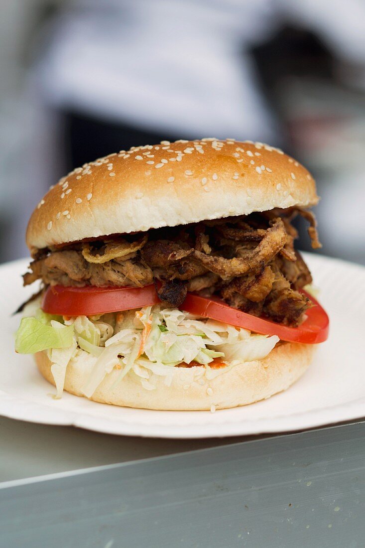 A pulled pork burger