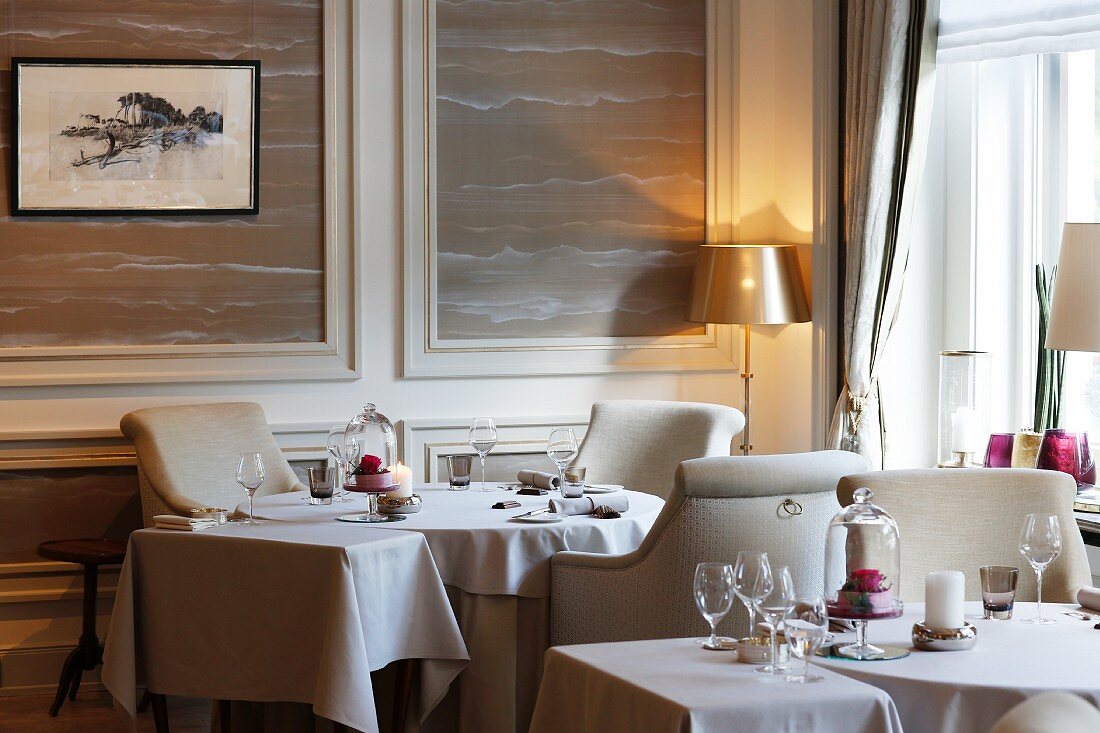 An interior view of the Haerlin restaurant in the Fairmont Hotel Vier Jahreszeiten, Hamburg