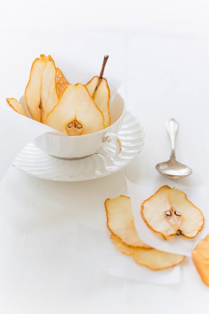 Homemade pear crisps