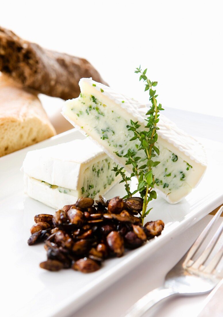 Herb brie with glazed nuts