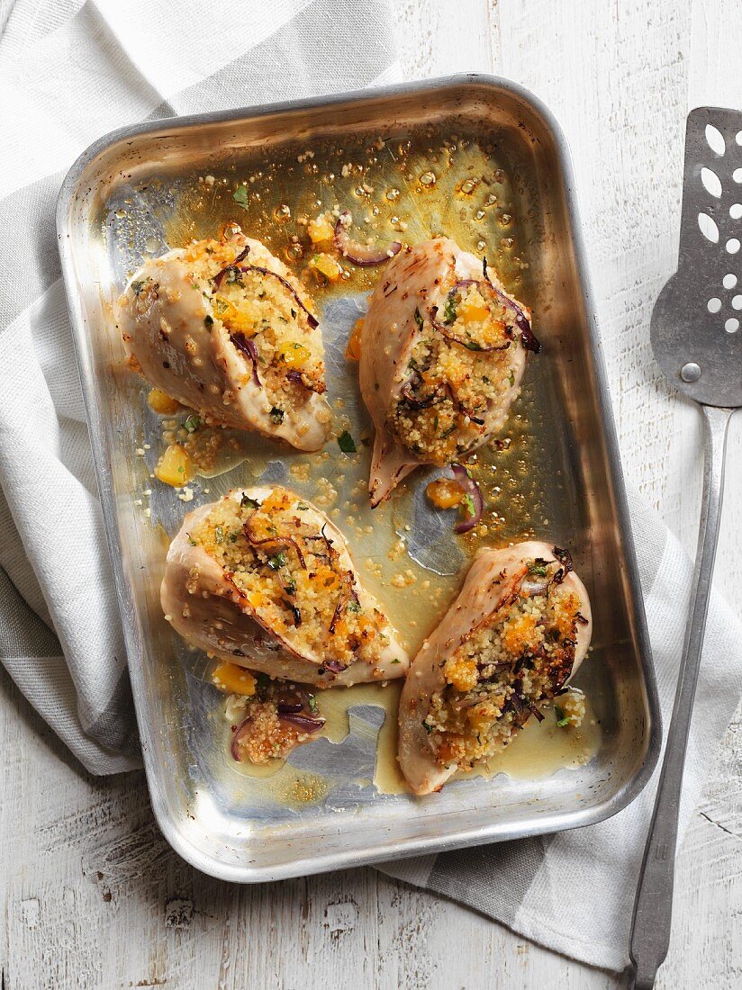 Chicken breast stuffed with apricots and couscous