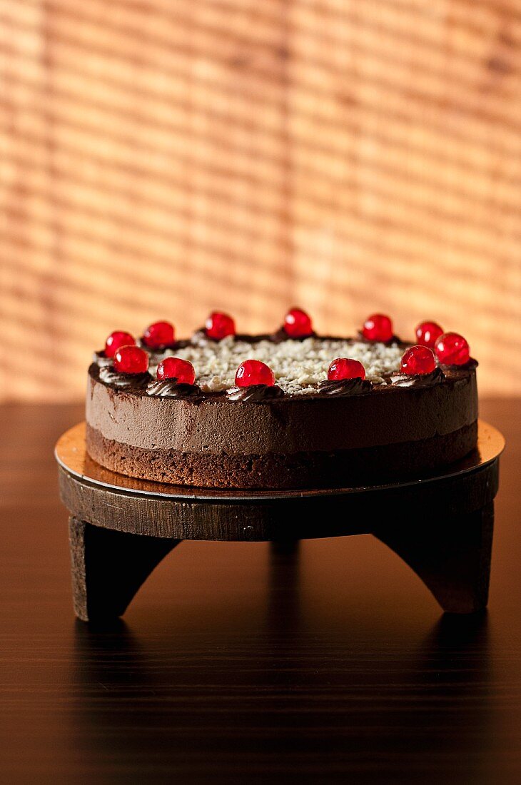 Black Forest Gateau with glace cherries