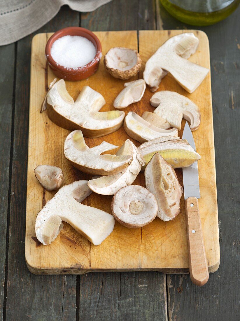 Sliced porcini mushrooms
