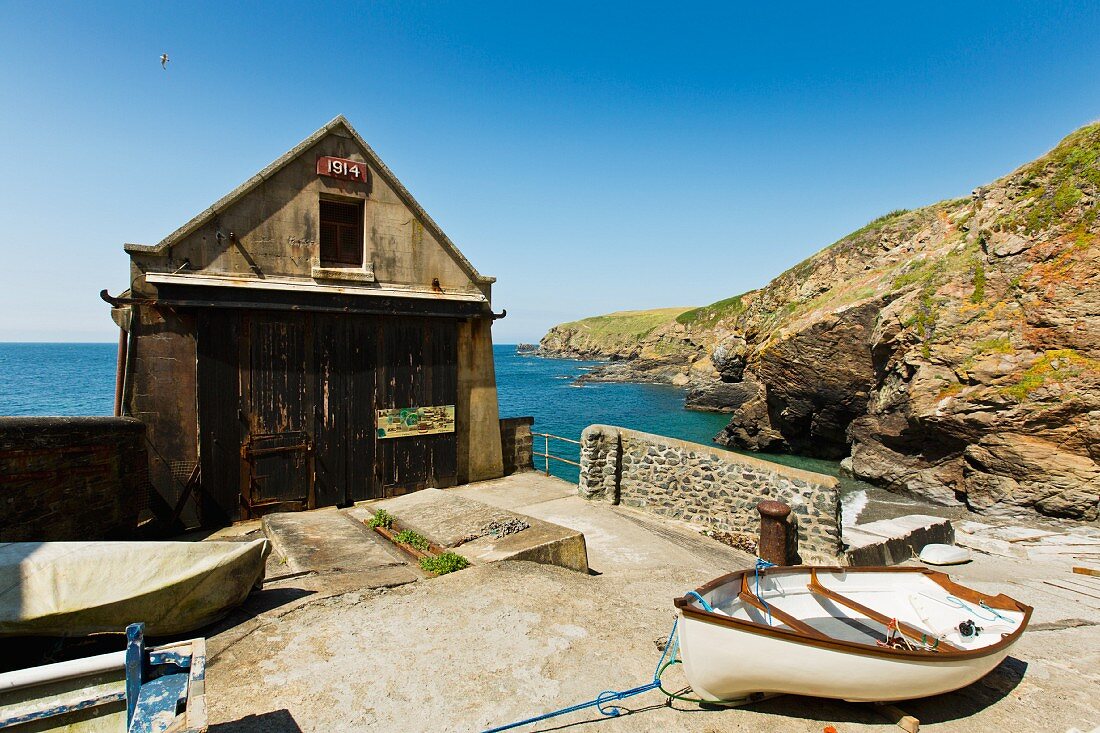 A boathouse at Lizard Point, the southernmost point of England in Cornwall