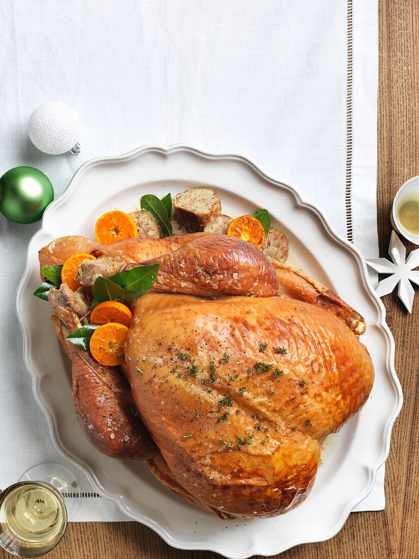 Roast turkey with a chestnut and sage filling