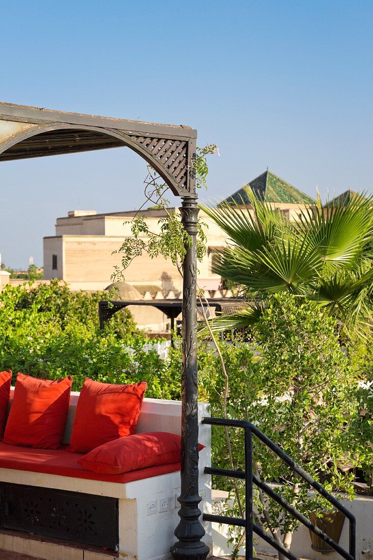 View from the roof terrace of the Riad Dar Doukkala Hotel in Marrakesh, Morocco