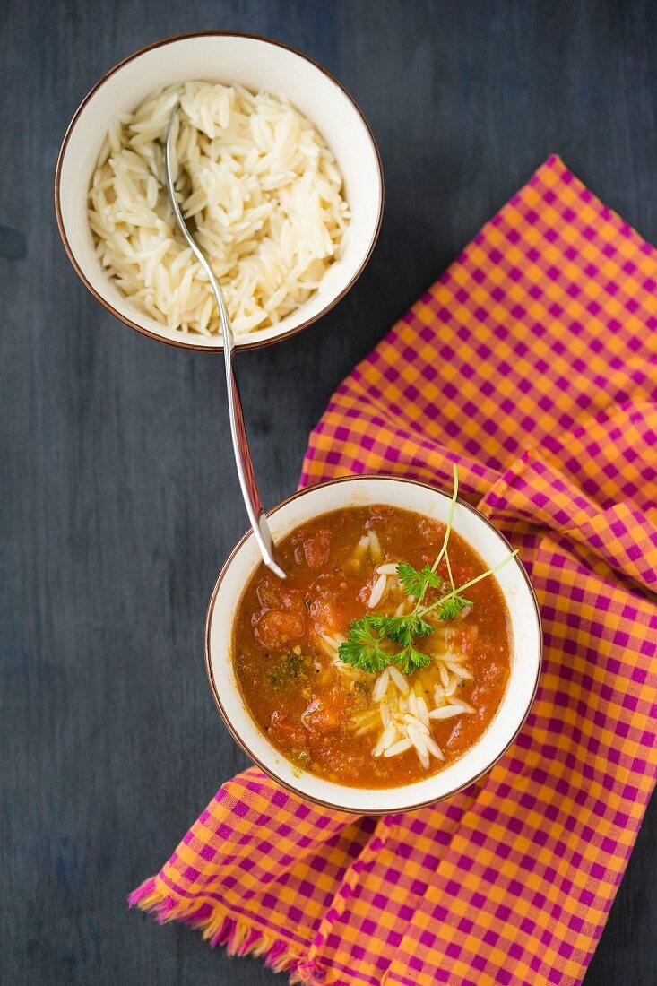 Tomato soup with risoni pasta