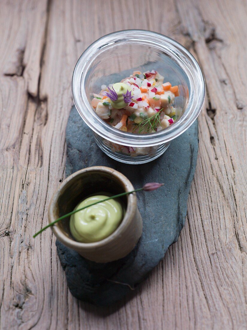 Smoked trout tartar with chive cream