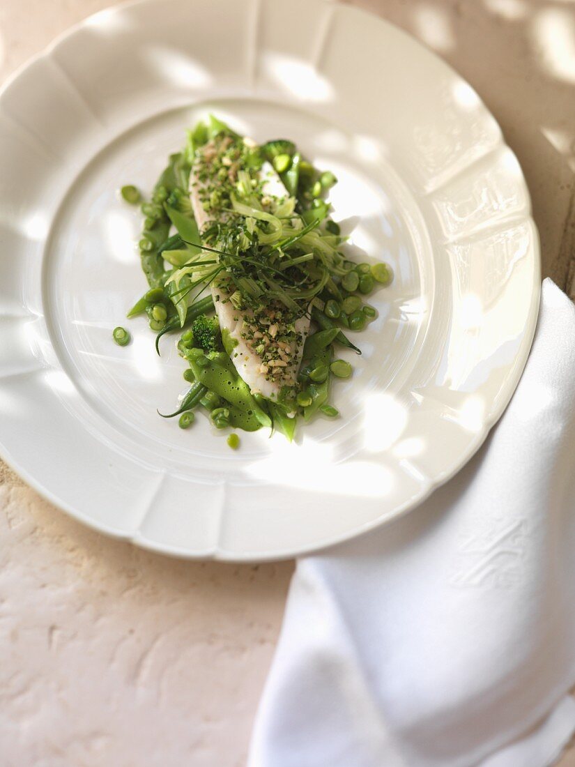 John Dory with herbs and peas
