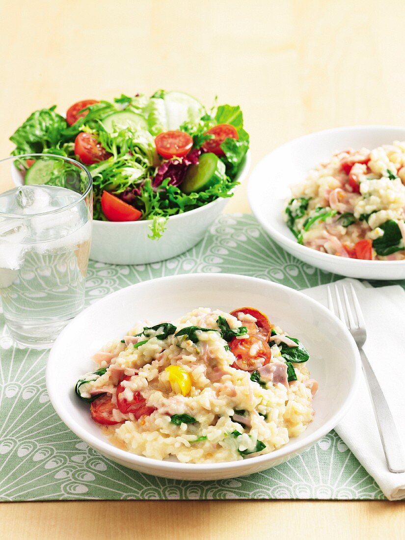 Ham, spinach and tomato risotto