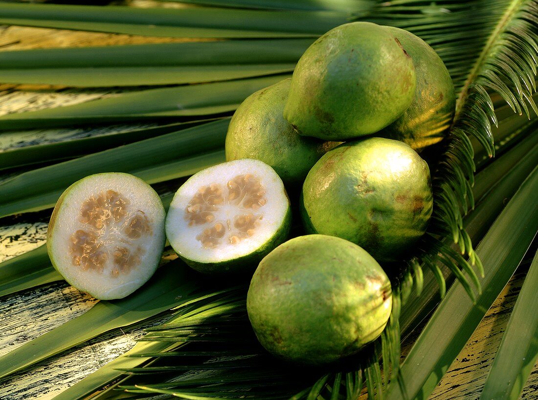 Still Life of Whole and Halved Guavas